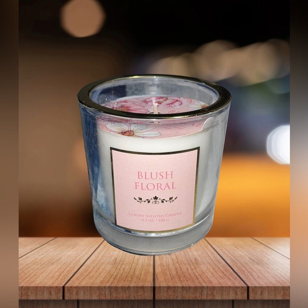 NEW! Bella Lux BB INTL. Blush Floral Luxury Scented Candle 11.3oz